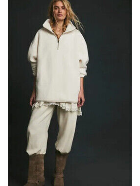 Free People Coco Faux Shearling Pullover Size S cream  NWT